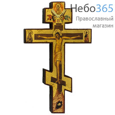  Крест с Распятием 21х31х2 см. Деревянная основа, ручная позолота, восьмиконечная форма креста, фото 1 