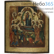  Успение Божией Матери. Икона писаная (Кзр) 29х35, без ковчега, частичная реставрация, 19 век, фото 1 