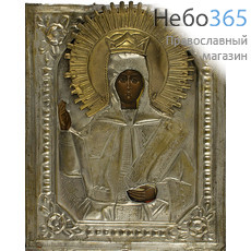  Параскева, мученица. Икона писаная 17х22, в ризе 19 века, новое письмо на старой доске, фото 1 