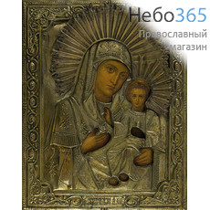  Иверская икона Божией Матери. Икона литографическая 17х22, в ризе, 19 век., фото 1 