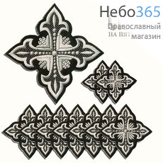  Набор крестов диаконских черные с серебром "Сеточка", фото 1 