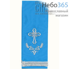  Закладка  для Евангелия, голубая с серебром вышивка "Крест", ткань габардин, размеры: 14 х 145 см, фото 1 