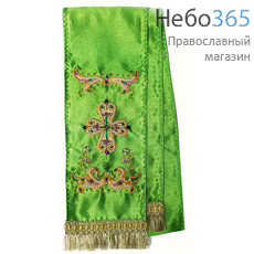  Закладка зеленая для Евангелия, шелк, вышивка, канитель, жемчу, фото 1 