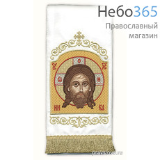  Закладка  для Евангелия "Спас Нерукотворный" вышивка, белый габардин, размеры: 14 х 160 см, фото 1 