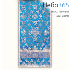  Аналойник голубой с серебром, шелк в ассортименте, без подкладки, 48 х 240 см, фото 1 