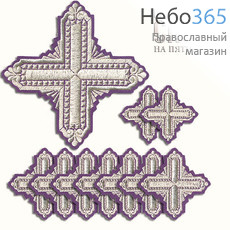  Набор крестов диаконских фиолетовый с серебром Квадрат, фото 1 