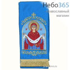  Закладка  для Евангелия "Икона Божией Матери Покров" вышивка, голубой габардин, размеры: 14 х 160 см, фото 1 