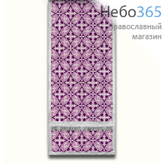 Аналойник фиолетовый с серебром, шелк  в ассортименте, без подкладки, 48 х 240 см, фото 1 