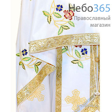  Облачение иерейское, греческое, белое, 90-155 вышивка Цветы, с подризником, фото 1 