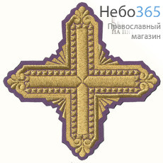  Крест  фиолетовый с золотом престольный "Квадрат" 18,5 х18,5 см, фото 1 