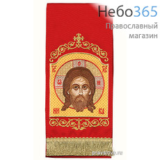  Закладка  для Евангелия "Спас Нерукотворный" вышивка, красный габардин, размеры: 14 х 160 см, фото 1 