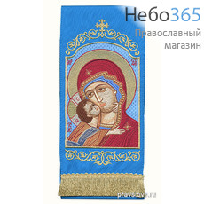  Закладка  для Евангелия "Икона Божией Матери Владимирская" вышивка, голубой габардин, размеры: 14 х 160 см, фото 1 
