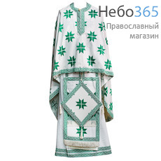  Облачение иерейское, греческое, белое, 90/152 вышивка зеленая, с подризником, с покровцам, фото 1 