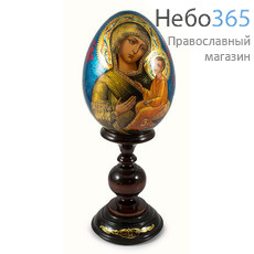  Яйцо пасхальное деревянное с писаной иконой Божией Матери "Тихвинская" , на подставке, высотой 16 см (без учета высоты подставки), фото 1 