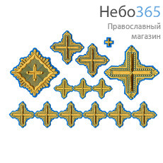  Набор крестов иерейских голубые с золотом "Квадрат", фото 1 