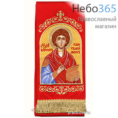  Закладка  для Евангелия "Вмч. Пантелеимон" вышивка, красный габардин, размеры: 14 х 160 см, фото 1 