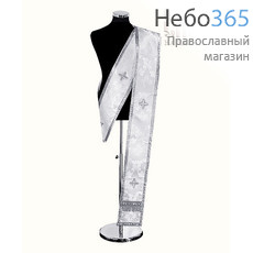  Орарь белый с серебром, двойной, шелк в ассортименте, длина 145 см, фото 1 