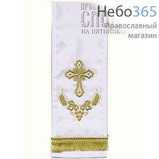  Закладка  для Евангелия, белая с золотом, вышивка "Крест", ткань габардин, размеры: 14 х 145 см, фото 1 