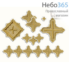  Набор крестов иерейских белые с золотом "Квадрат", фото 1 