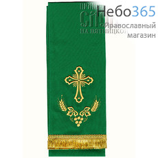  Закладка  для Евангелия, зеленая с золотом вышивка "Крест", ткань габардин, размеры: 14 х 145 см, фото 1 