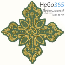  Крест  зеленый с золотом престольный "Греческий" 25 х 25 см, фото 1 