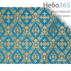  Шелк голубой с золотом Почаевский ширина 150 см, фото 1 