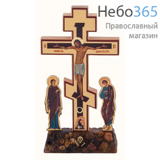  Крест деревянный "Голгофа" малая, с предстоящими, с литографией (print), Х20424, фото 1 