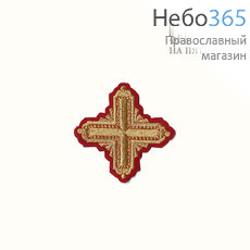  Крест  красный с золотом на епитрахиль "Квадрат" 7,5 х7,5 см, фото 1 
