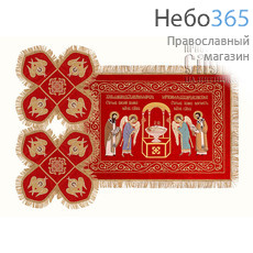  Покровцы красные с золотом и воздух, бархат, вышивка "Литургия Свв.Отцов", 12 х 12 см, фото 1 