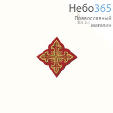  Крест  красный с золотом на поручи "Сеточка" 6 х 6 см, фото 1 