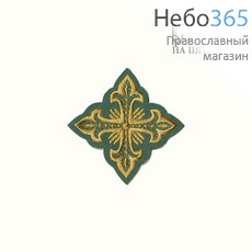  Крест  зеленый с золотом на епитрахиль "Сеточка" 8 х 8 см, фото 1 