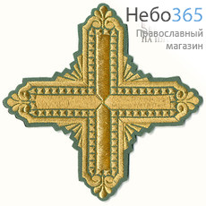  Крест  зеленый с золотом престольный "Квадрат" 18,5 х 18,5 см, фото 1 