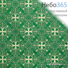  Парча,  греческая зеленая Крест в круге, люрекс, ширина 150 с, фото 1 