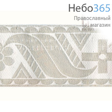  Галун Цветок белый с серебром, 60 мм, гречески, фото 1 