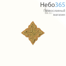  Крест  горчичный с золотом на поручи "Сеточка" 6 х 6 см, фото 1 