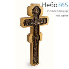  Крест деревянный восьмиконечный, из березы, с резной центральной вклейкой из левкаса, с лаковым покрытием, 19,5 х 9,5 см., фото 1 