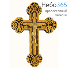  Крест деревянный 17104, с бронзовым распятием,Келейный, без потали, резной, фото 1 