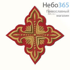  Крест  красный с золотом стихарный "Сеточка" 16 х16 см, фото 1 