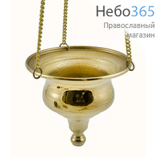  Лампада подвесная латунная без стакана, давленая, с литьём, высотой 10 см, фото 1 