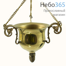  Лампада подвесная латунная № 1, Шлем, с ушками Лоза, с элементами латунного литья, высотой 8 см, фото 1 