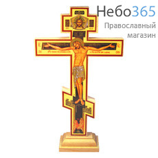  Крест деревянный средний, на подставке, восьмиконечный, 15 см, с литографией, Р4, фото 1 