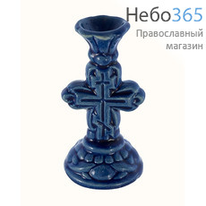  Подсвечник керамический "Крест", средний, разных цветов, высотой 7,5 см (в уп. - 10 шт.)РРР, фото 1 