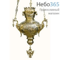  Лампада подвесная металлическая храмовая, с позолотой, 296, фото 1 