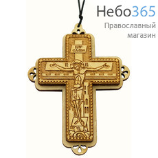  Крест деревянный трёхслойный, резной, с ажуром, с липучкой, 7,5 х 9,5 см, фото 1 