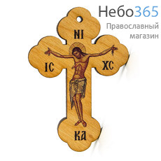  Крест деревянный с цветной печатью, в форме Трилистник, на липучке, 8 х 5,5 см, фото 1 
