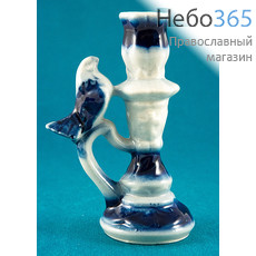  Подсвечник керамический Башенка, высокий с голубем на ручке, с напылением ., фото 1 