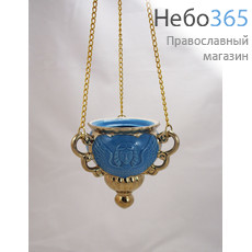  Лампада подвесная керамическая Херувим, с эмалью и золотом, с цепями, фото 1 