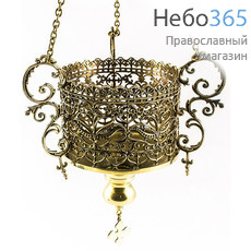  Лампада подвесная латунная Московия, с резным ажурным поясом, высотой 15 см., фото 1 