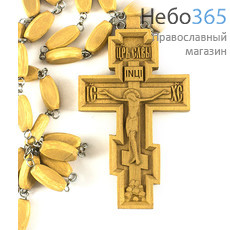  Крест наперсный иерейский деревянный восьмиконечный, из мореной березы, машинная резьба с ручной доводкой, высотой 11 см, 001., фото 1 