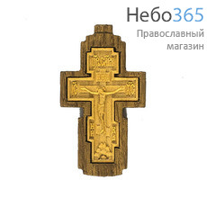  Крест нательный деревянный резной, восьмиконечный, двухсоставной, из кипариса и дуба, высотой 4,7 см, машинная резьба с ручной доводкой, 009, фото 1 